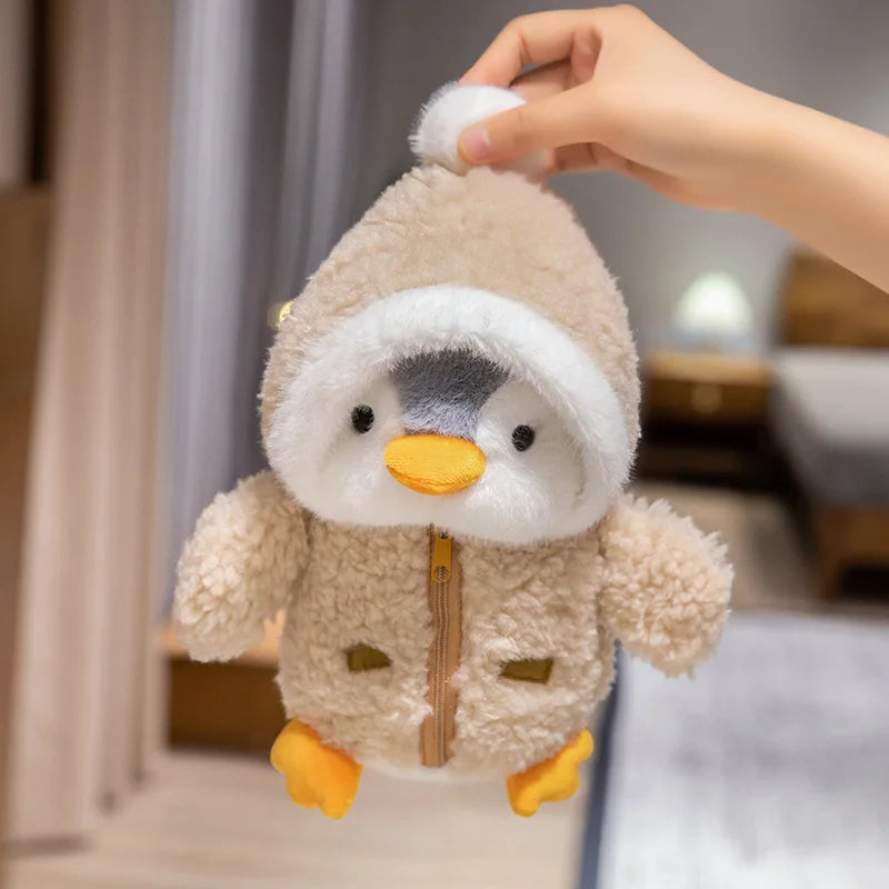 25cm Cute Penguin Plush Toy Baby Comforting Sleep Doll Fluffy Penguin Wearing Clothes Hats Stuffed Animal Pillow Birthday Gifts TechVisio