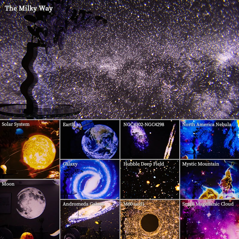Projecteur Planétarium 12-en-1 AUSYLE – Veilleuse LED Galaxie, Rotation 360°, Cadeau Enfant & Déco