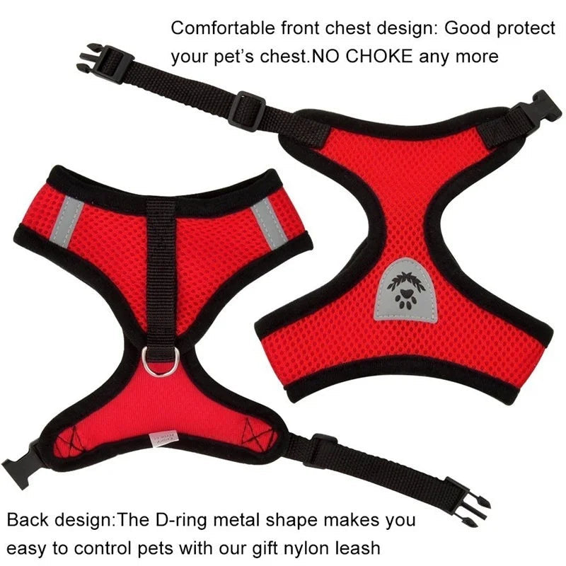 Cat Dog Harness with Lead Leash Adjustable Vest Polyester Mesh Breathable Harnesses Reflective Sti for Small Dog Cat Accessories TechVisio