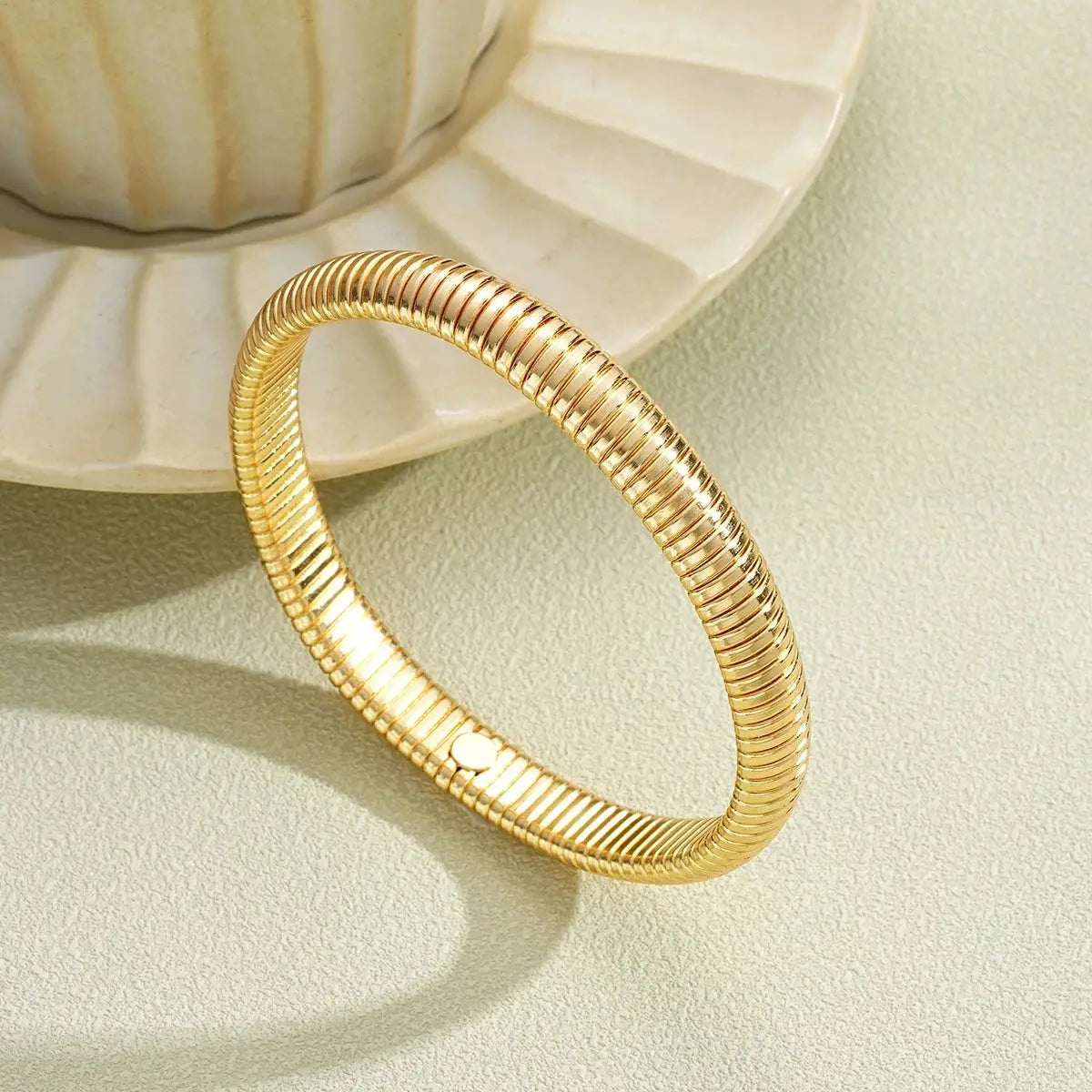 Bracelet Élastique Spiral Chunky – Or & Argent Femme Style Punk DAIPAN