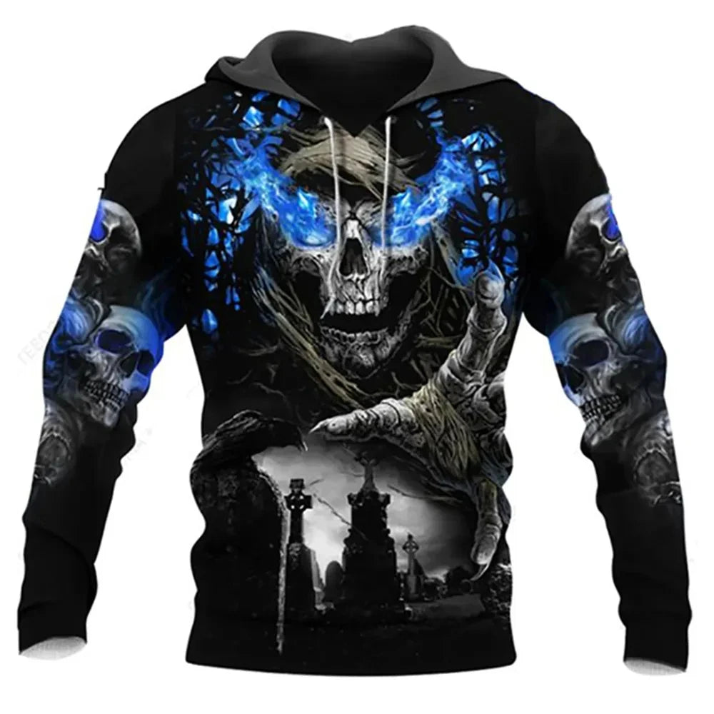 Vintage Skull 3D Print Hoodie Men/Women Casual Fashion Hoodies 2026 Pullover Sweatshirts Oversized Unisex Men Coat TechVisio
