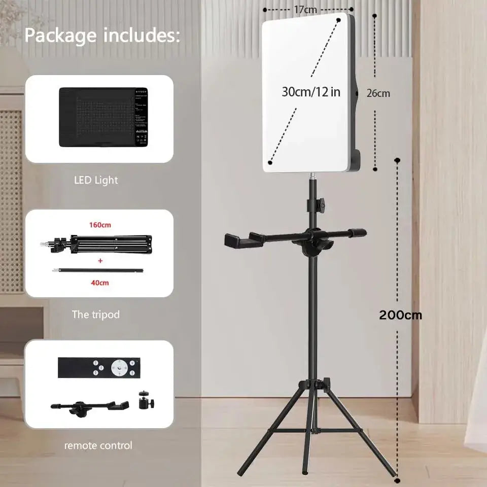Panneau LED Studio TechVisio – Bi-Color 3000-6500K | Bras Long | Trépied TechVisio