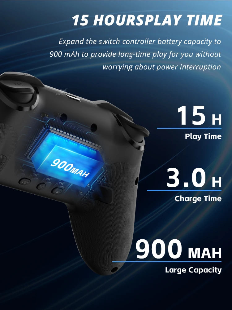 DATA FROG Switch Pro Controller – RGB | Gyroskop | Turbo | 15 Std.