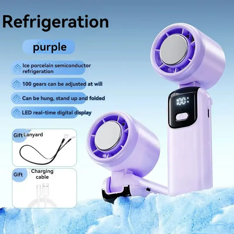 Ventilateur Portable Pliable USB + Poche à Glace – 100 Vitesses TechVisio