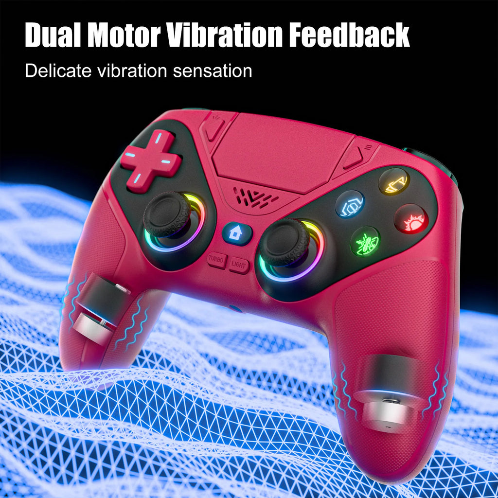 Gamromb Wireless RGB PS5/PC Controller – 6-Axis Gyroscope, Anti-Drift, Turbo, Macro