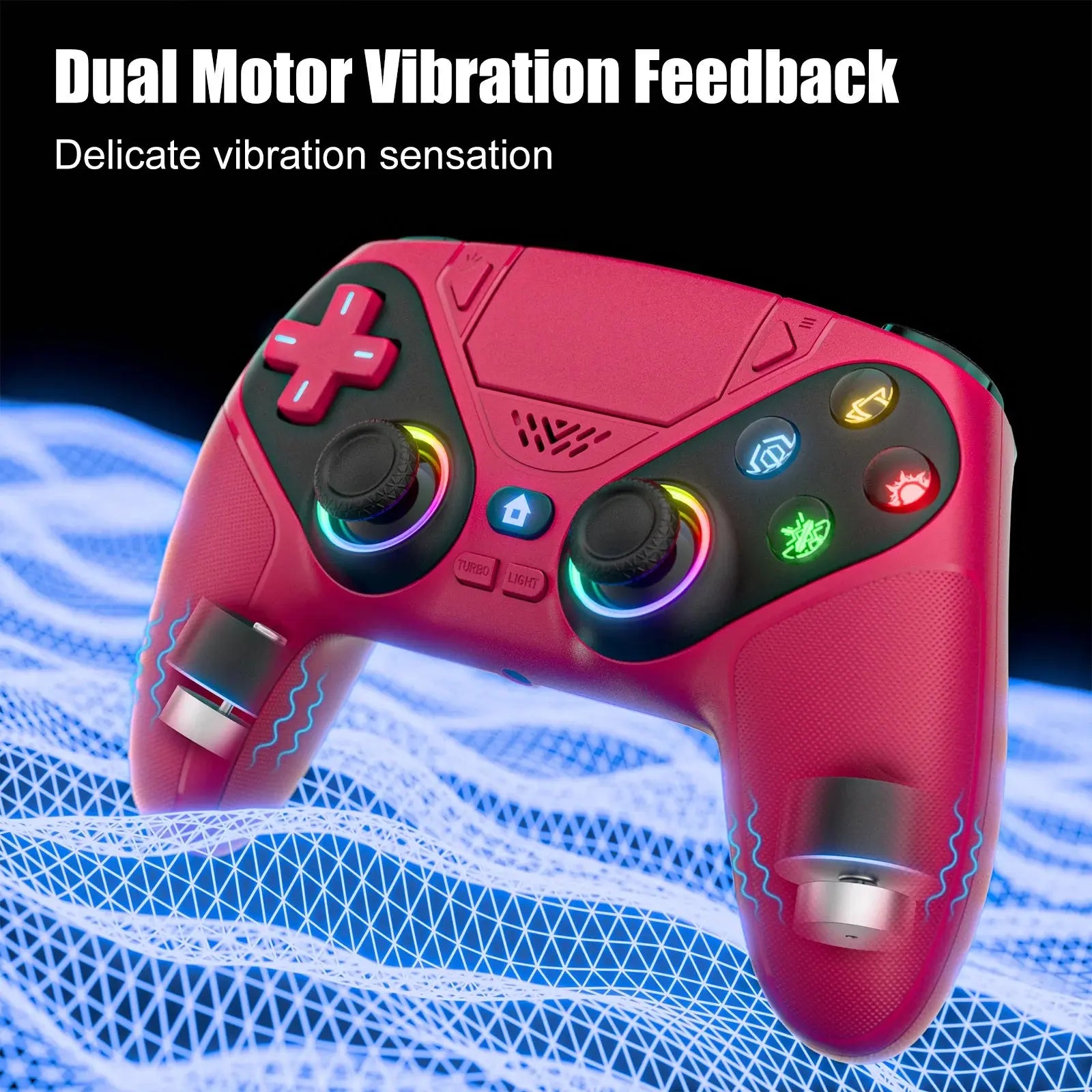Manette PS5/PC Sans Fil RGB Gamromb – Gyroscope 6 Axes, Anti-Drift, Turbo, Macro TechVisio