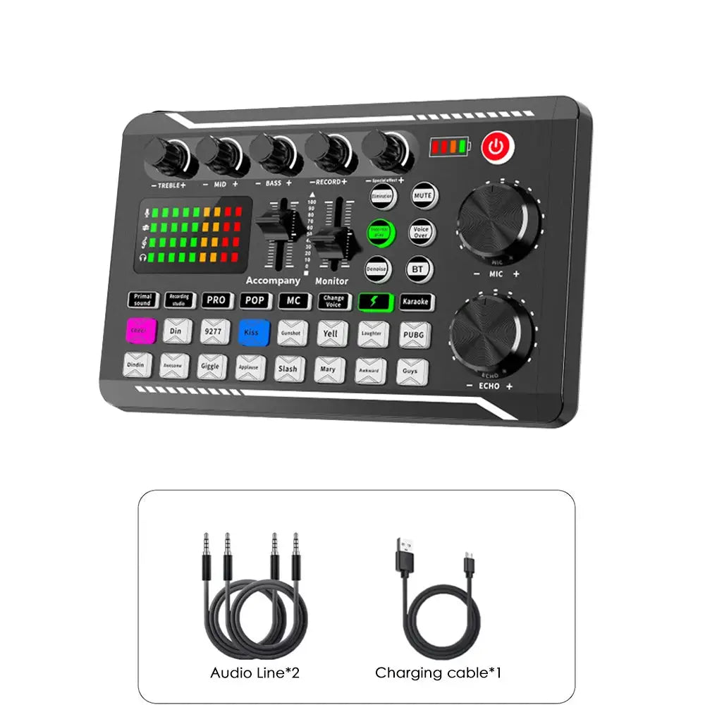 Kit Streaming F998 – Carte Son Live Professionnelle + Micro BM-800 Condensateur, Bluetooth 5.0 TechVisio