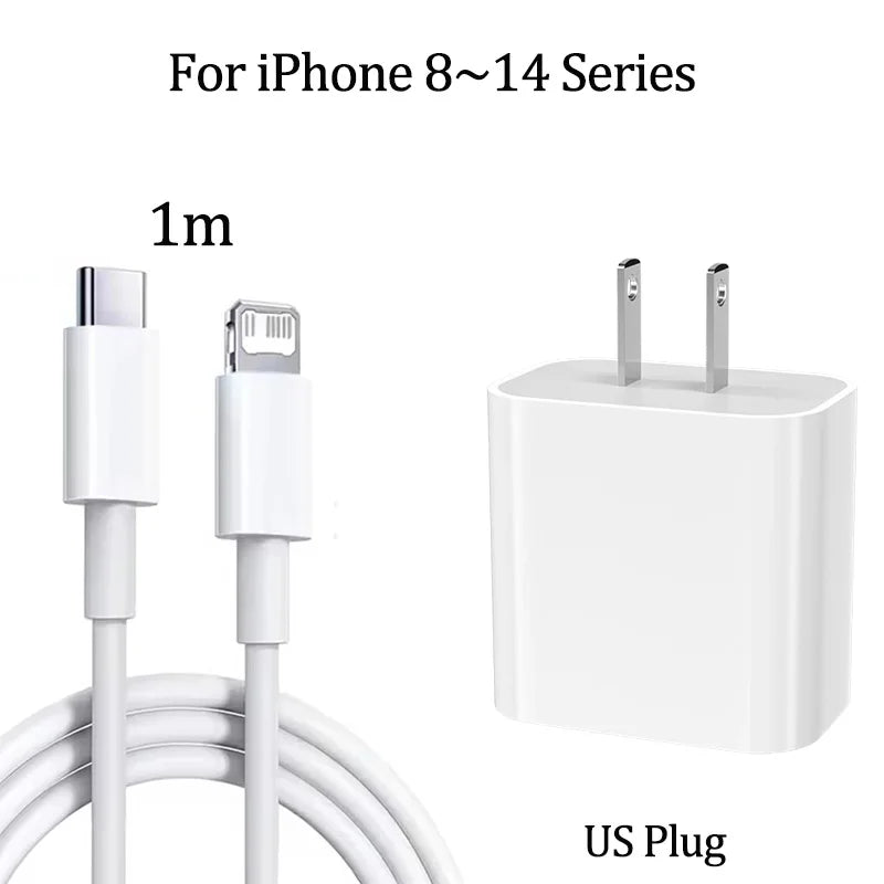 Chargeur iPhone 20W USB-C KEAI – Charge Rapide + Câble Inclus