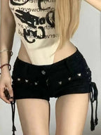 Shorts Women Skinny Creativity Lace-up Popular Streetwear Daily Personality Students Holiday Fashion Sexy American Retro Leisure TechVisio