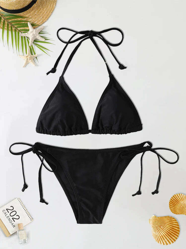 Bikini Triangle String Noir Brésilien – Sexy Plage XS à L TechVisio