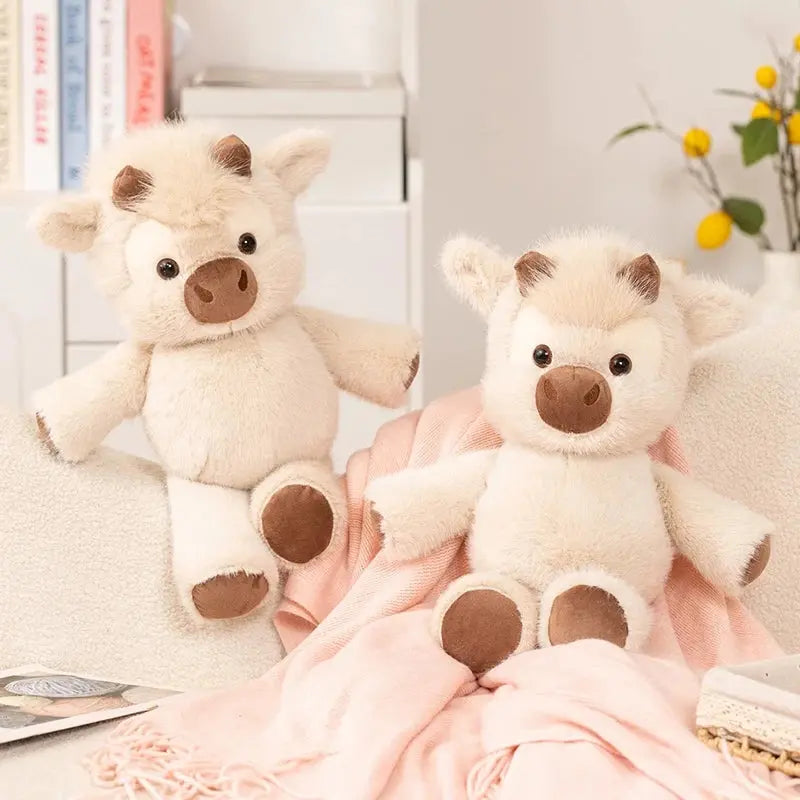 Peluche Vache Highland 40cm – Doudou Ultra-Doux TechVisio