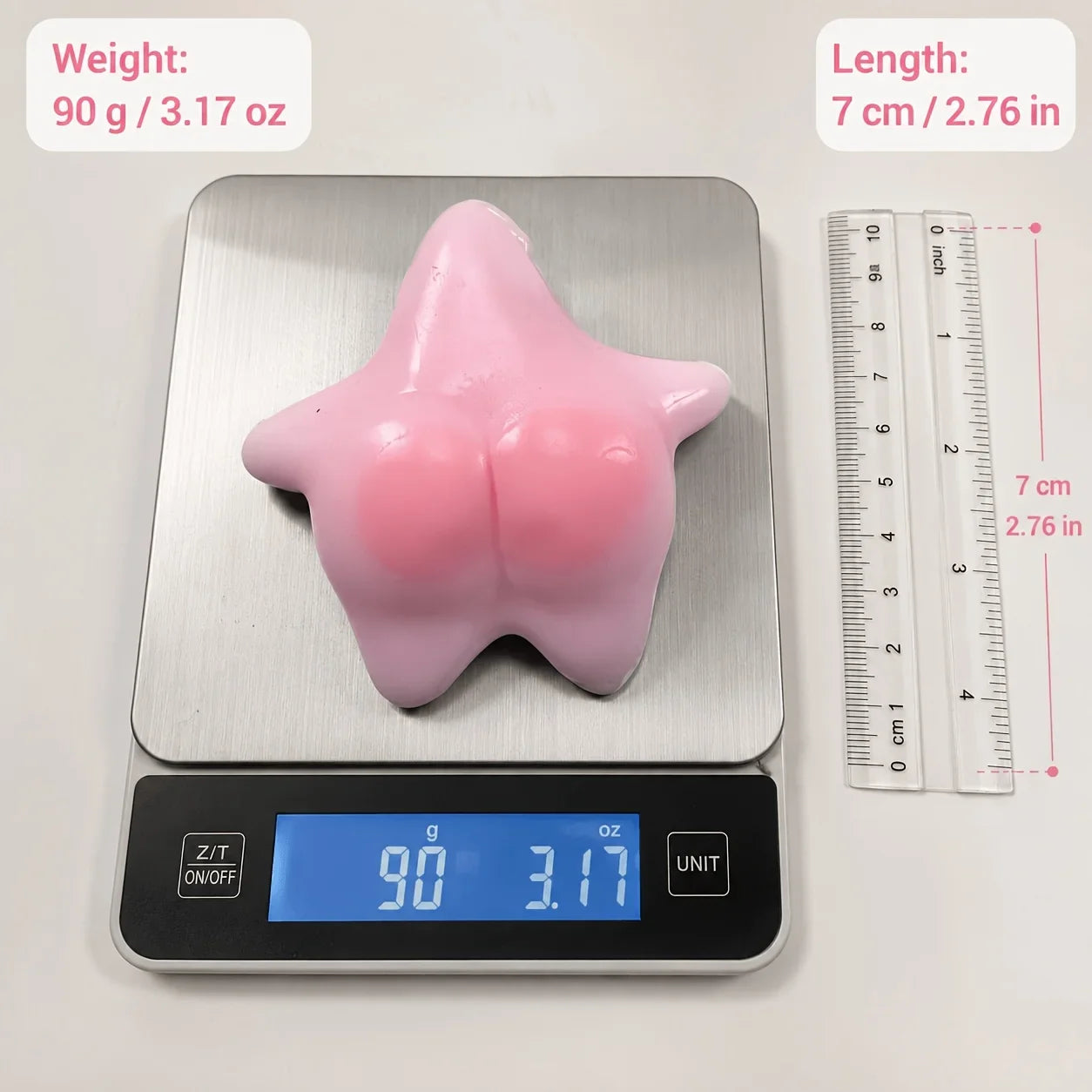 Pink starfish TABA pinch music, funny starfish shape Taba pinch toy, cute star ass squeeze toy, kawaii novelty shape Pop Fidget decompression toy, suitable for adults, teenagers, students, office workers use, EDC pocket carry TechVisio
