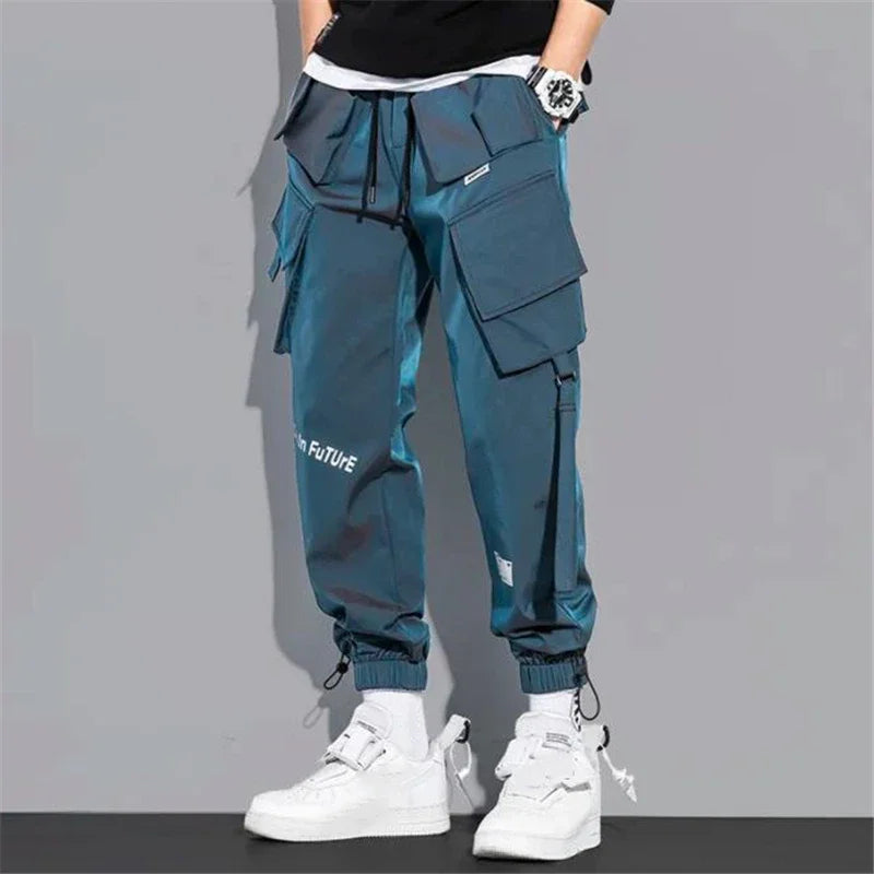 Thin Streetwear Casual Pants Men Ribbons Harem Jogging Pants Male Slim Fit Spring Cargo Pants Multi-Pockets Women Trouser K1299 TechVisio