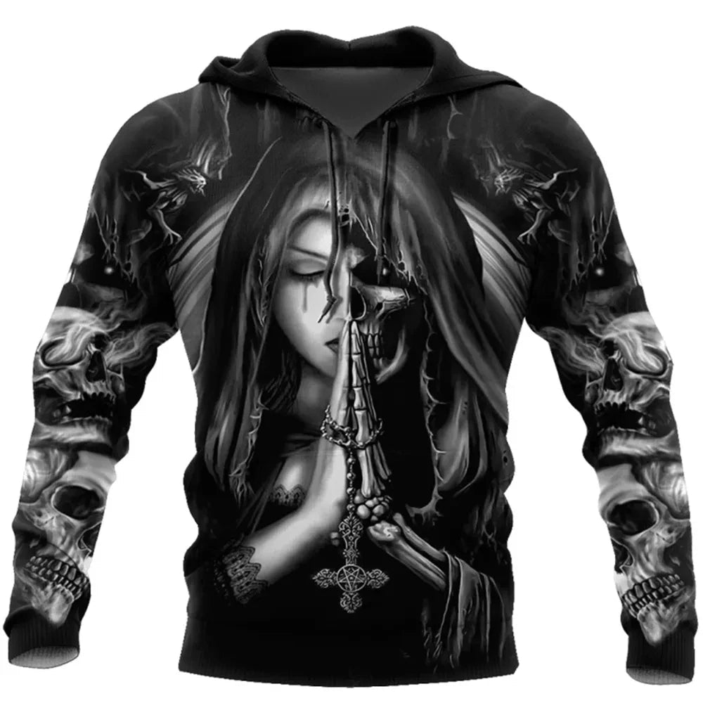 Vintage Skull 3D Print Hoodie Men/Women Casual Fashion Hoodies 2026 Pullover Sweatshirts Oversized Unisex Men Coat TechVisio