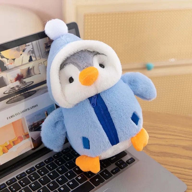25cm Cute Penguin Plush Toy Baby Comforting Sleep Doll Fluffy Penguin Wearing Clothes Hats Stuffed Animal Pillow Birthday Gifts TechVisio