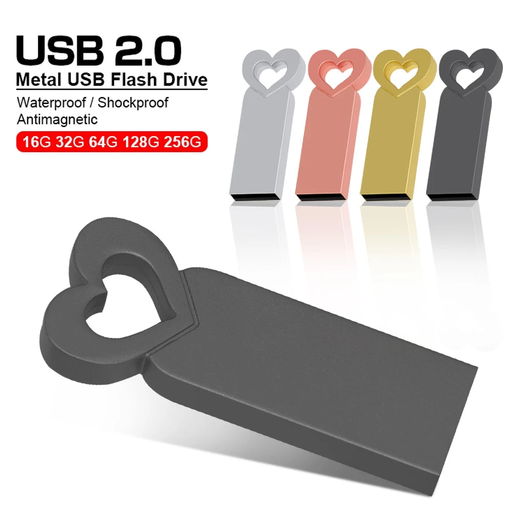 Clé USB Métallique KFHIREW – 4G à 128G, Haute Vitesse, Waterproof, Argent/Or/Rose/Gun