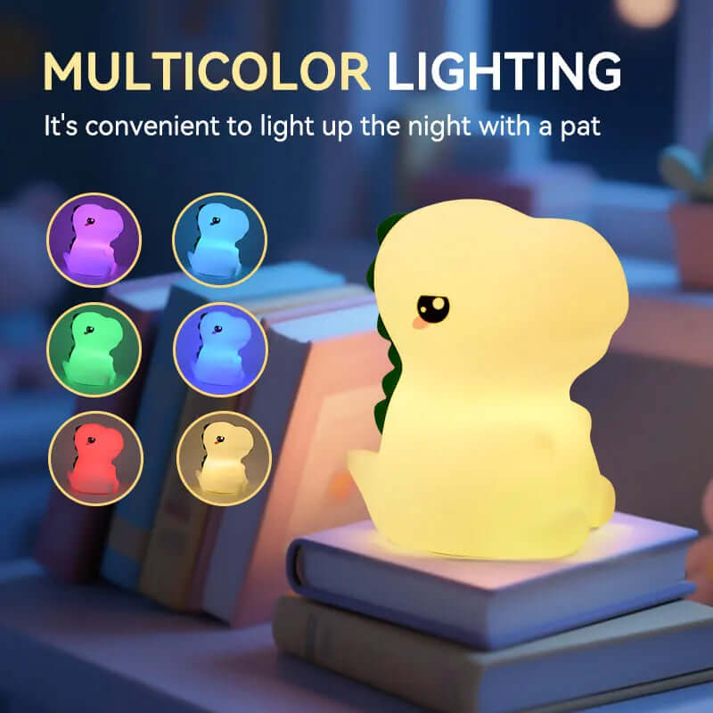 Veilleuse Dinosaure – Lumière Colorée ou Chaude, Minuterie & Rechargeable TechVisio