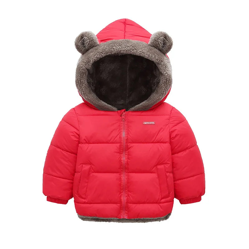 Boys Girls Thick Jackets Winter Kids Padded Fleece Warm Coats Children Hooded Cotton Outerwear Kids Clothes Cashmere Snowsuit TechVisio