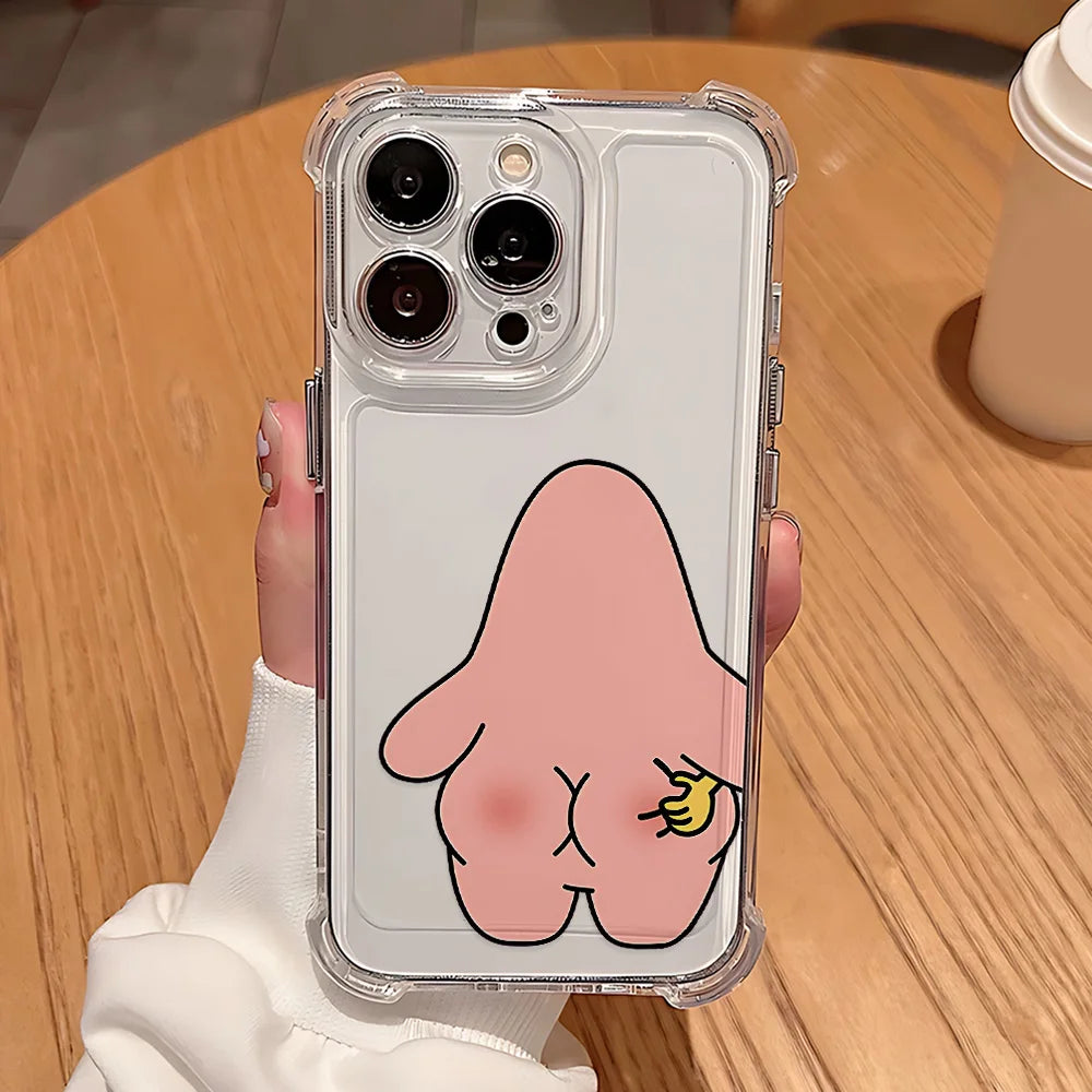 Cute S-SpongeBobs Couple Phone Case For IPhone 16e 16 15 14 13 12 11 Mini Pro Max X XR XSMax 8 Plus Anti Fall Transparent Cover TechVisio
