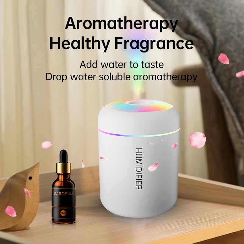 Mini Humidificateur USB Aromathérapie 180ml – Silencieux, Noir & Blanc