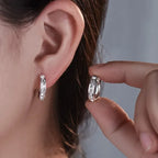 Luxury 925 Sterling Silver Zircon Hoop Earrings for Women Simple Elegant Crystal Circle Round Earrings Jewelry Party Gifts TechVisio
