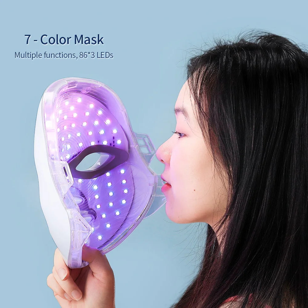 Rechargeable Facial LED Mask 7 Colors LED Photon Therapy Skin Rejuvenation Anti Acne Wrinkle Removal Beauty Mask Skin Brightenin TechVisio