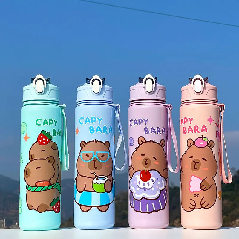 Gourde Capybara 750ml – Paille, Portable, Outdoor