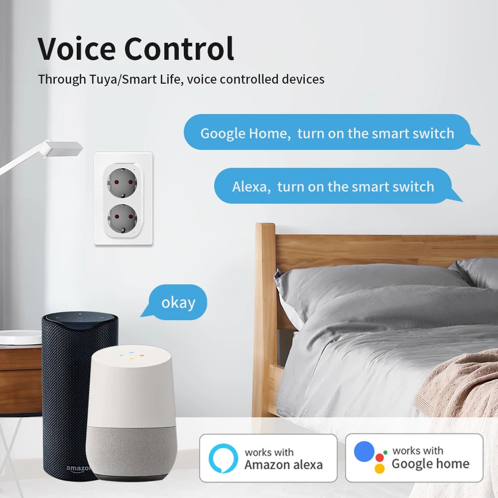 Prise Connectée WiFi Double TNCE – 16A | Alexa Google Home | Tuya