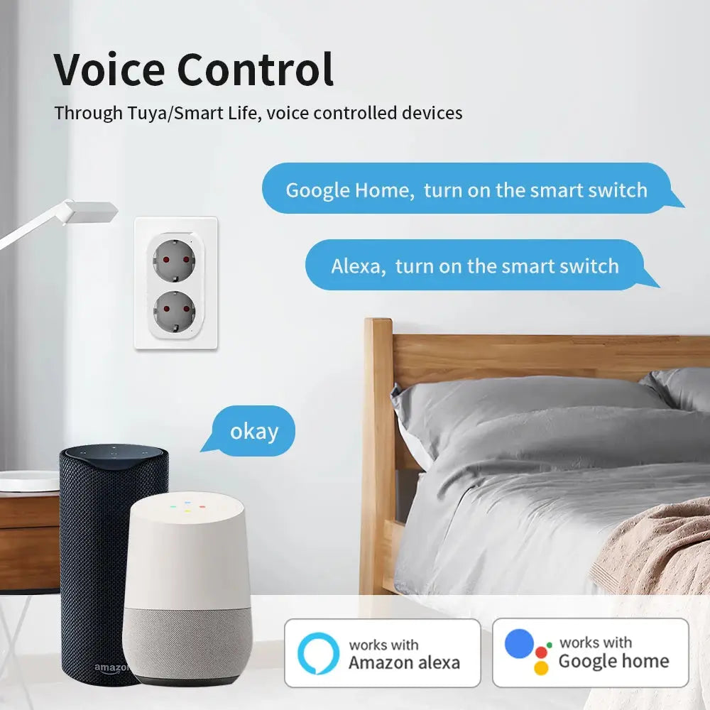 Prise Connectée WiFi Double TNCE – 16A | Alexa Google Home | Tuya TechVisio