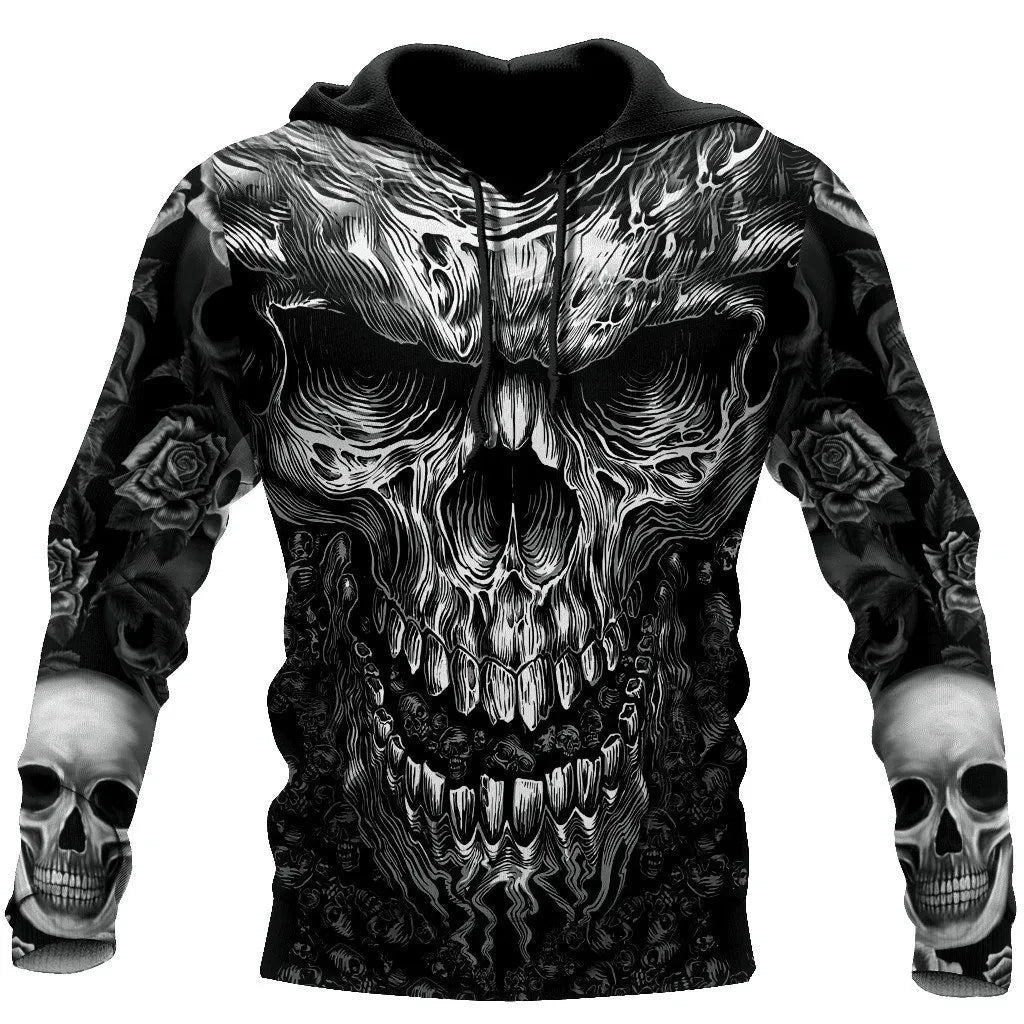 Vintage Skull 3D Print Hoodie Men/Women Casual Fashion Hoodies 2026 Pullover Sweatshirts Oversized Unisex Men Coat TechVisio