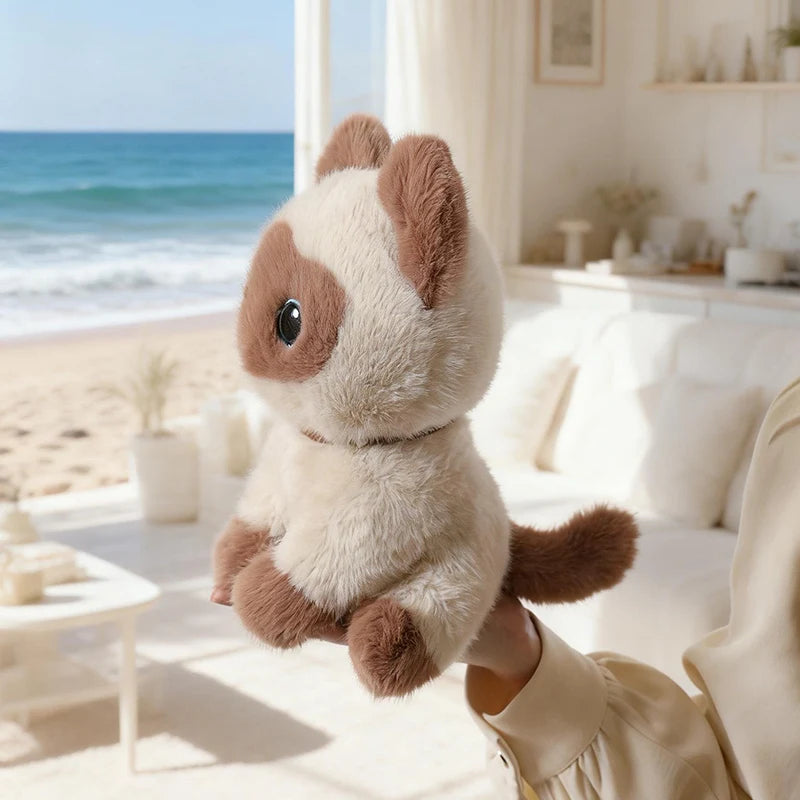 Cute Sitting Pose Kitten Plush Toys Soft Fluffy Cartoon Pet Cat Doll Lovely Office Desktop Decor Funny Gift To Family Accompany TechVisio