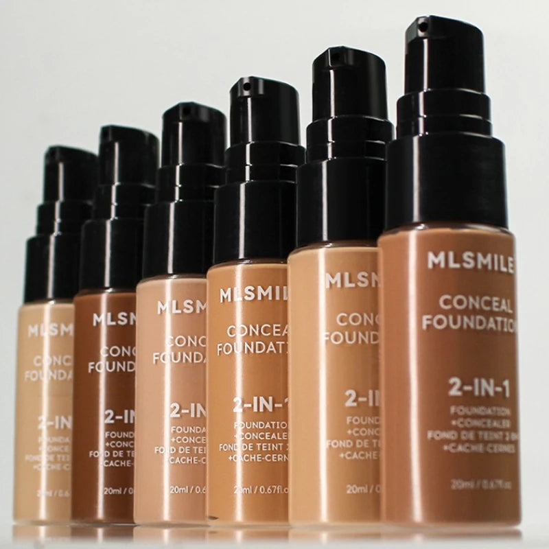 Fond de Teint Liquide 2-en-1 Correcteur Mat Waterproof Longue Tenue 20ml – 6 Teintes TechVisio