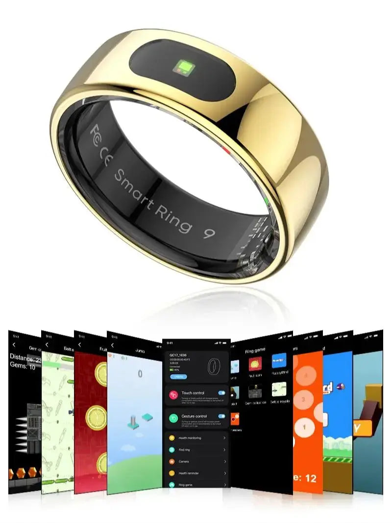 Bague Connectée R08 – Suivi Santé, Température, 5ATM | Or, Argent, Noir TechVisio