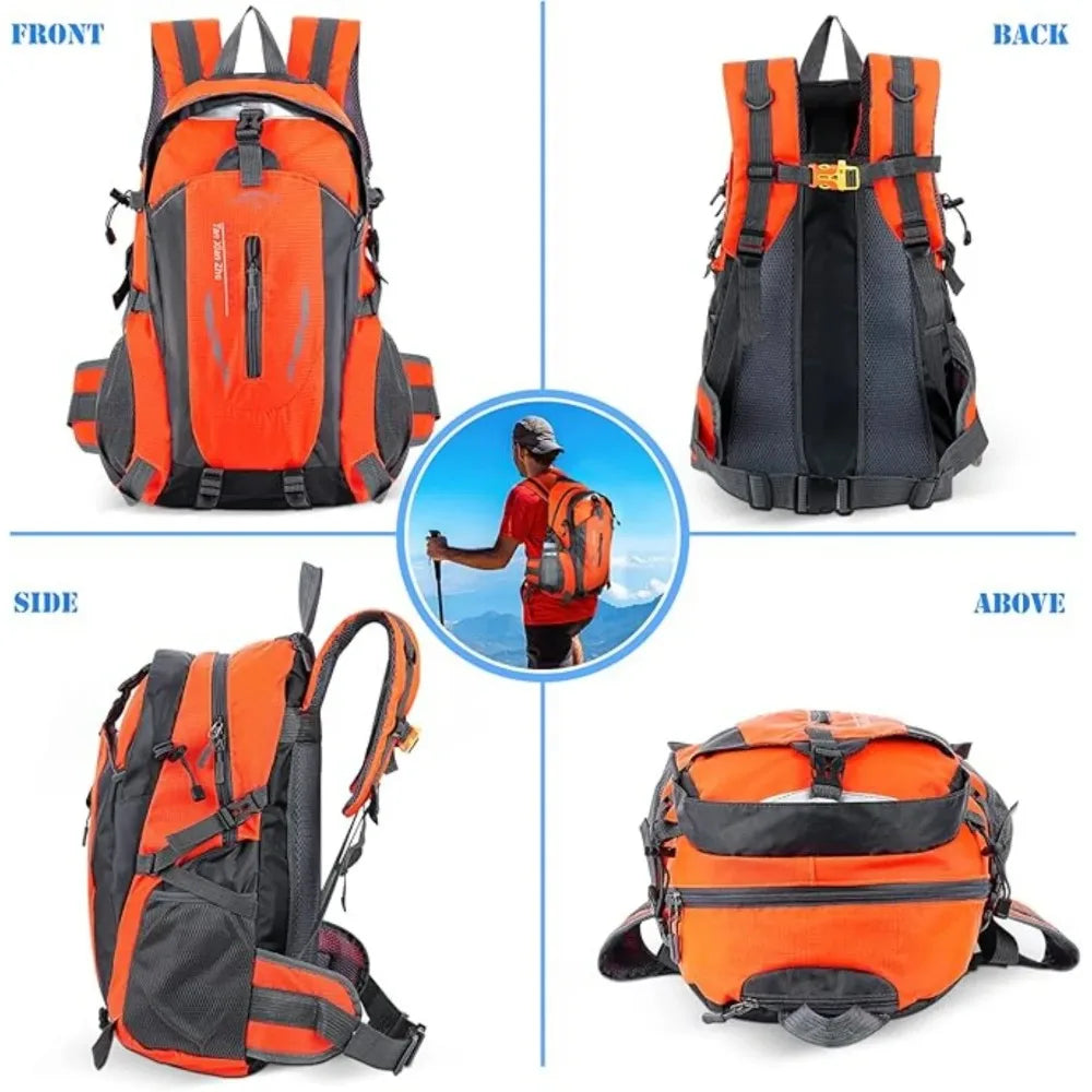 40L Lightweight Hiking Backpack Breathable Water Resistant Daypack For Men Women Sturdy Multi-Sport Rucksack For Camping Cycling Ski Climbing Trekking Great For Outdoor Activities And Daily Travel TechVisio