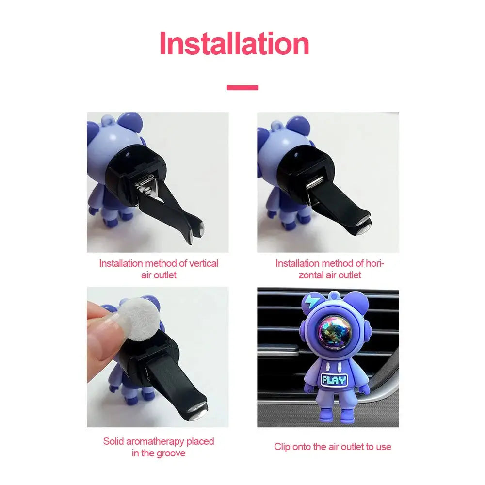 Clip Parfumé Voiture Astronaute – Grille Aération, Aromathérapie, 4 Coloris TechVisio