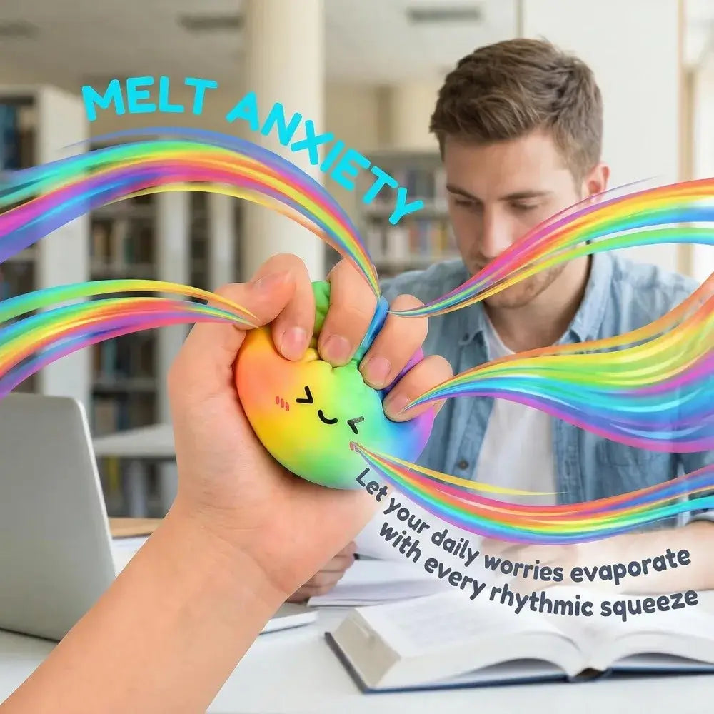 Rainbow Color Dumpling Squishy Toy with Bamboo Slow Rising Stress Relief Fidget Ball Soft Squeeze Toys for Adults & Kids TechVisio