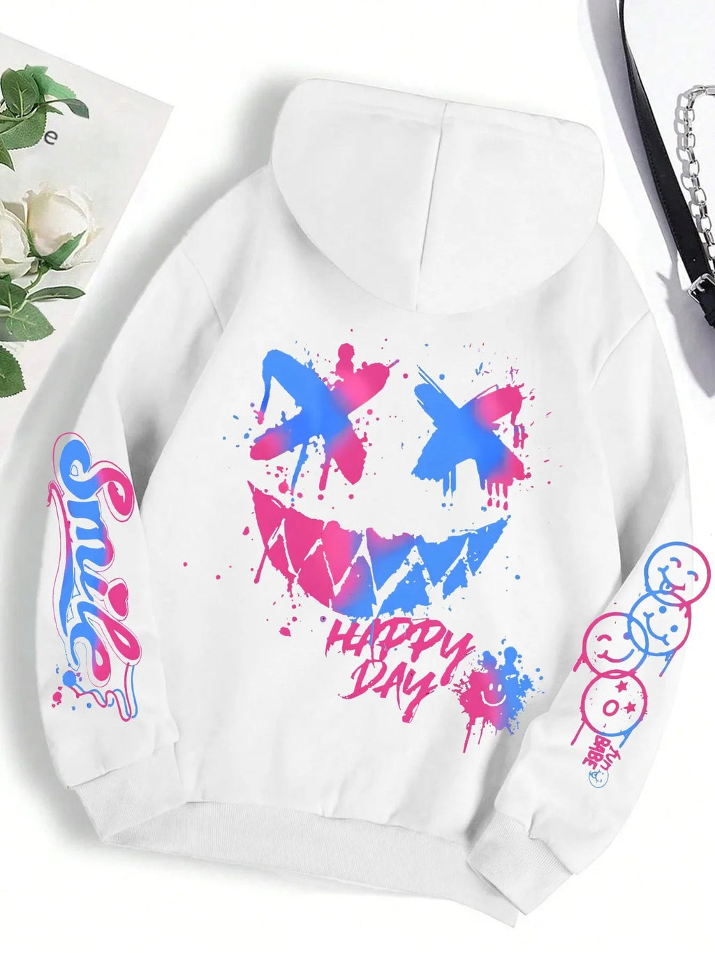 New autumn men's personalized smiling face print comfortable breathable hooded sweatshirt outdoor street fashion hooded sweatshi TechVisio