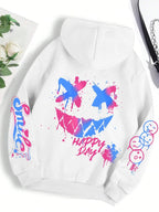 New autumn men's personalized smiling face print comfortable breathable hooded sweatshirt outdoor street fashion hooded sweatshi TechVisio
