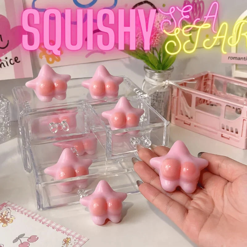 Pink starfish TABA pinch music, funny starfish shape Taba pinch toy, cute star ass squeeze toy, kawaii novelty shape Pop Fidget decompression toy, suitable for adults, teenagers, students, office workers use, EDC pocket carry TechVisio
