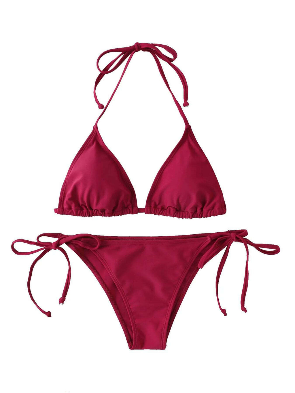 Women Thong Bikini Set Side Lace-up Sexy Swimsuit Bandage Neck Tie Swimwear Adjustable Brazilian Style Bikini Underwear TechVisio