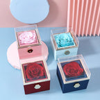Custom Valentine Soap Rose Jewelry Ring Box Wedding Pendant Necklace Storage Case for Women Girlfriend Valentine's Day Gifts TechVisio