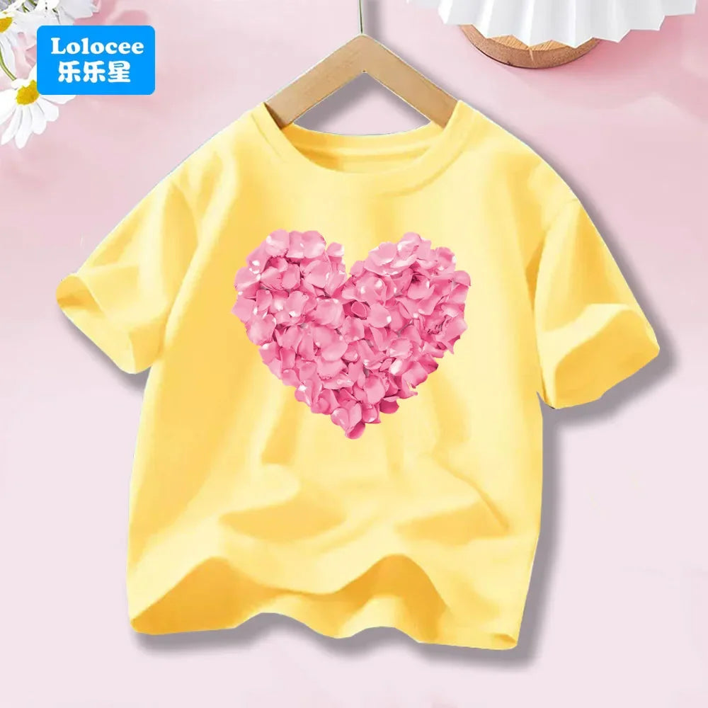 Cute Cat with Bow Print Girls T Shirt Kids Summer Short Sleeve Cotton T-shirt Kawaii Top Tee for Baby Girl 3-14y MM1 TechVisio