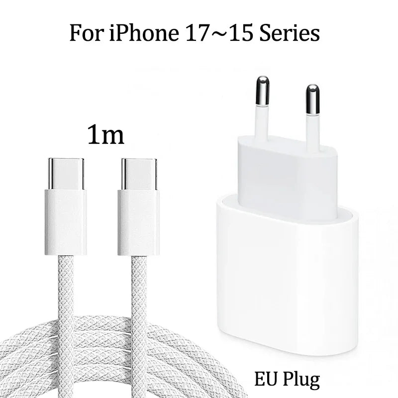 Chargeur iPhone 20W USB-C KEAI – Charge Rapide + Câble Inclus