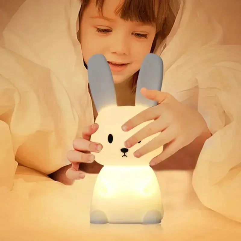 ggbingo Silicone Rabbit LED Night Light – Touch-Sensitive, 7 Colors, 1200mAh Battery, Kids' Room Decor