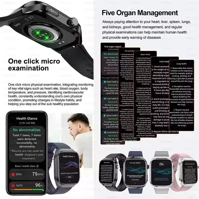Montre Connectée Santé IA – ECG, SpO2, AMOLED, IP68 TechVisio