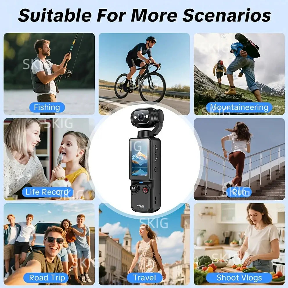 Caméra Vlog SKIG 1080P FHD – Rotation 180° | CMOS | Blanc & Noir TechVisio