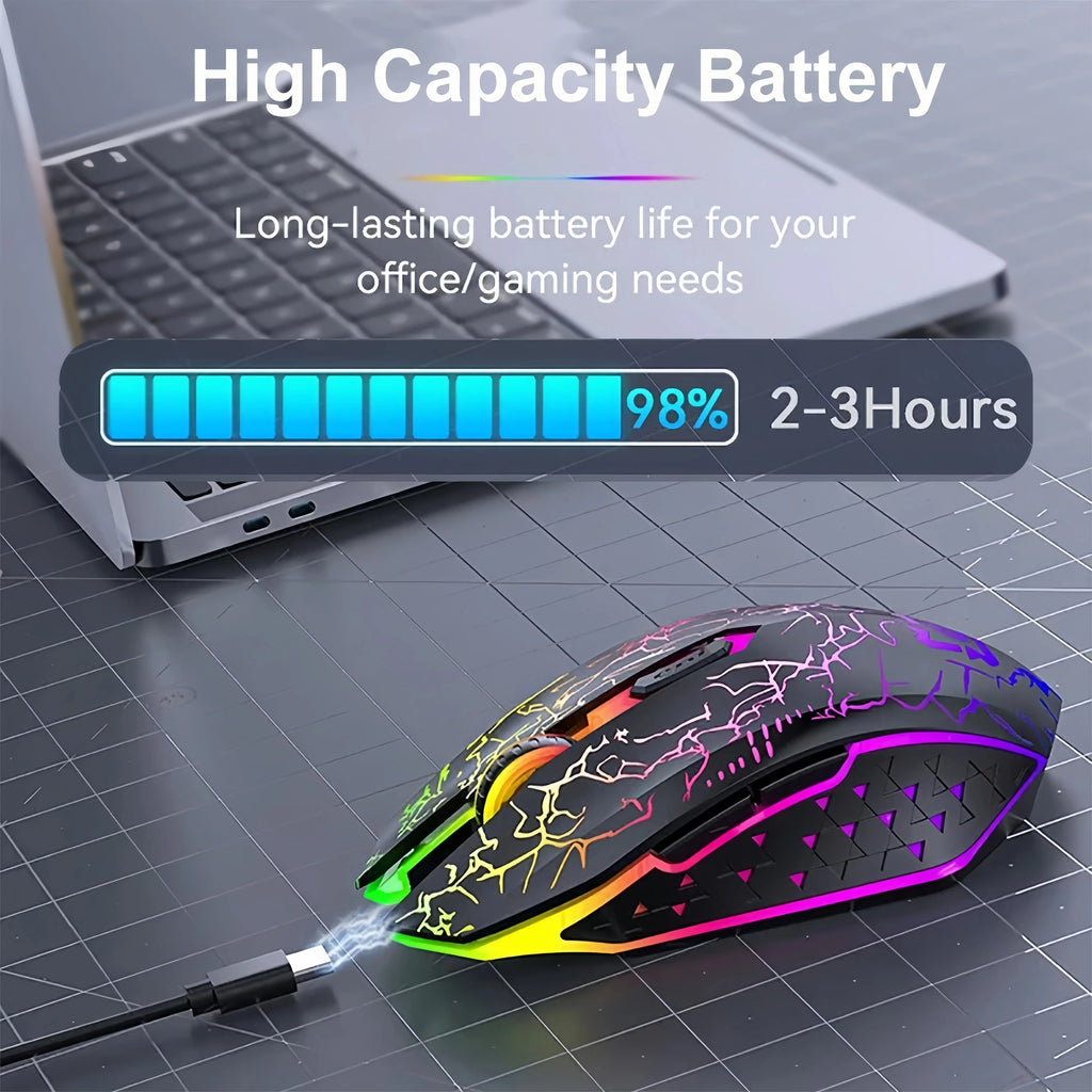 RGB Gaming Mouse Bluetooth Mouse 2.4G Wireless Mouse Ergonomic 1600DPI 6 Mute Buttons Mouse For MacBook Tablet Laptops Computer TechVisio