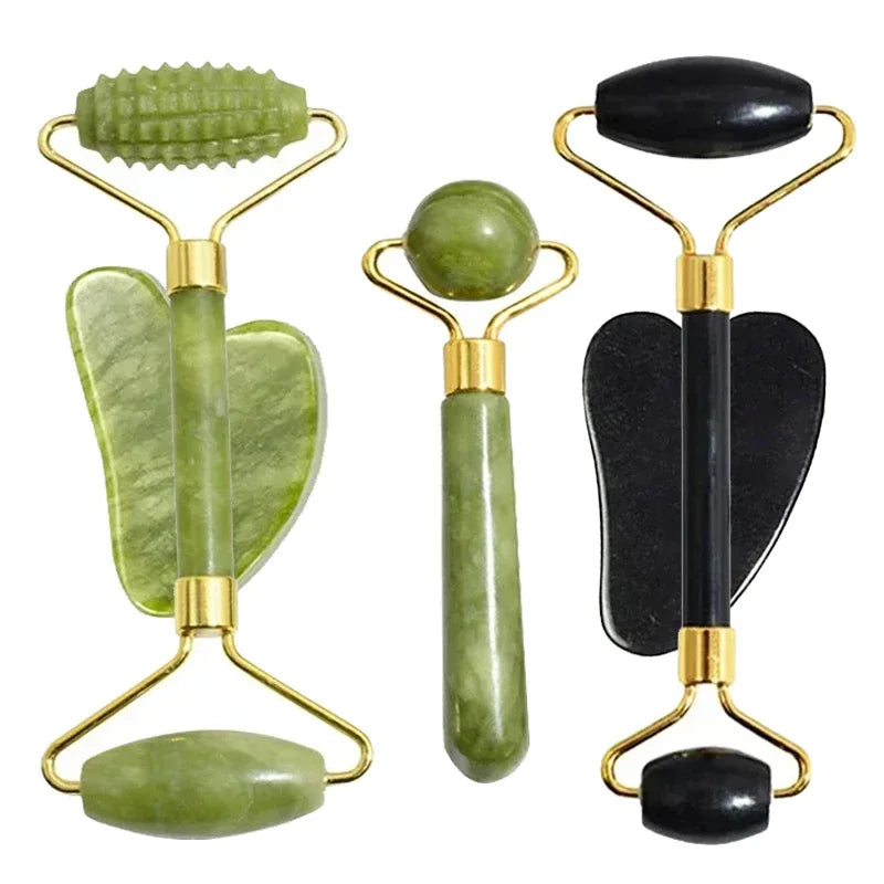 Rouleau de Jade & Gua Sha Pierre Naturelle – Massage Visage & Corps
