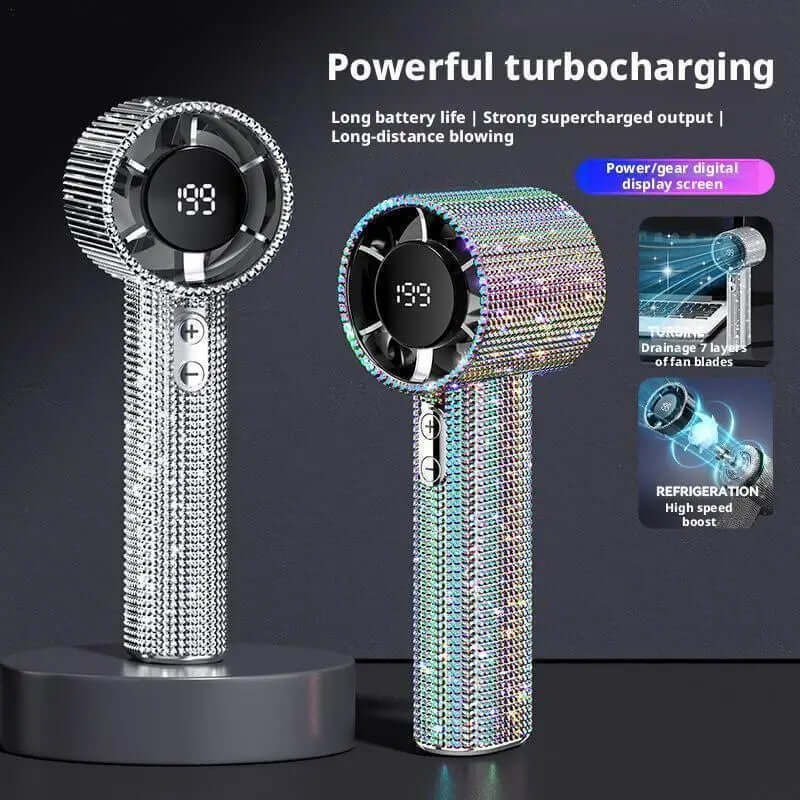 Ventilateur Portable 199 Vitesses Diamants Type-C – IPX4, Écran Digital TechVisio