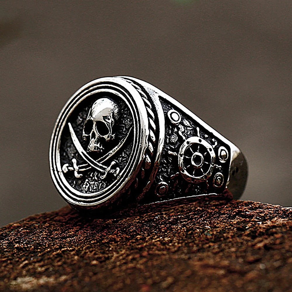 Bague Crâne Gothique Acier 316L – Style Punk Viking